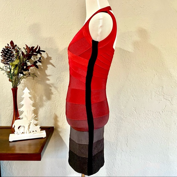 NWOT Herve Leger Amee Red Ombre Mini Dress, XS - Picture 4 of 16